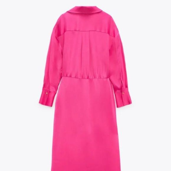 ZARA PINK WRAP SHIRT MAXI DRESS - Picture 6 of 10